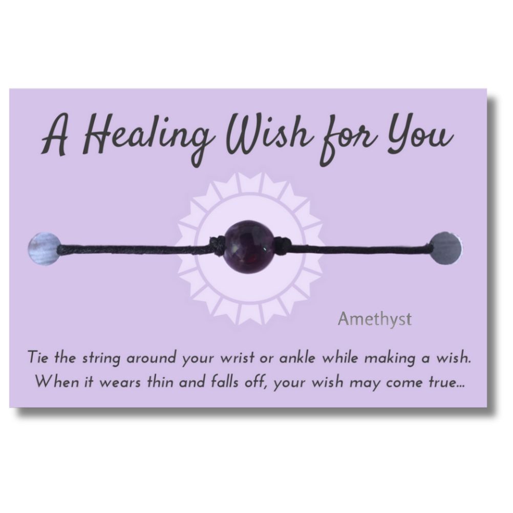 Amethyst Bead Hemp Wish Bracelet - A Healing Wish