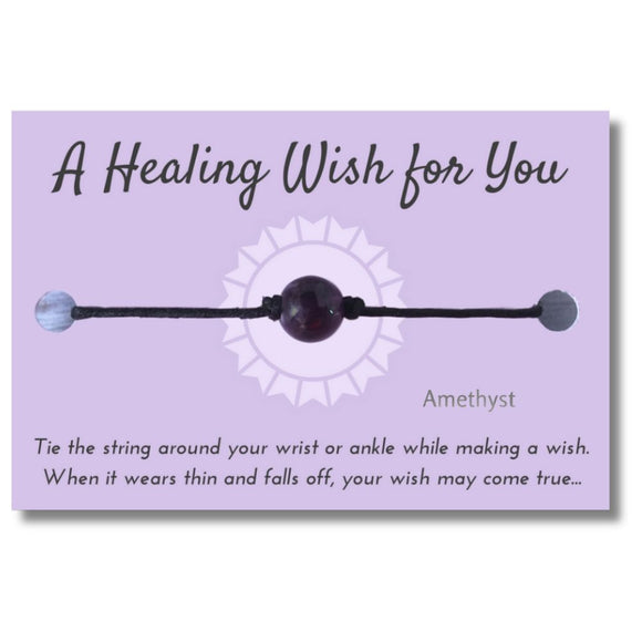 Amethyst Bead Hemp Wish Bracelet - A Healing Wish