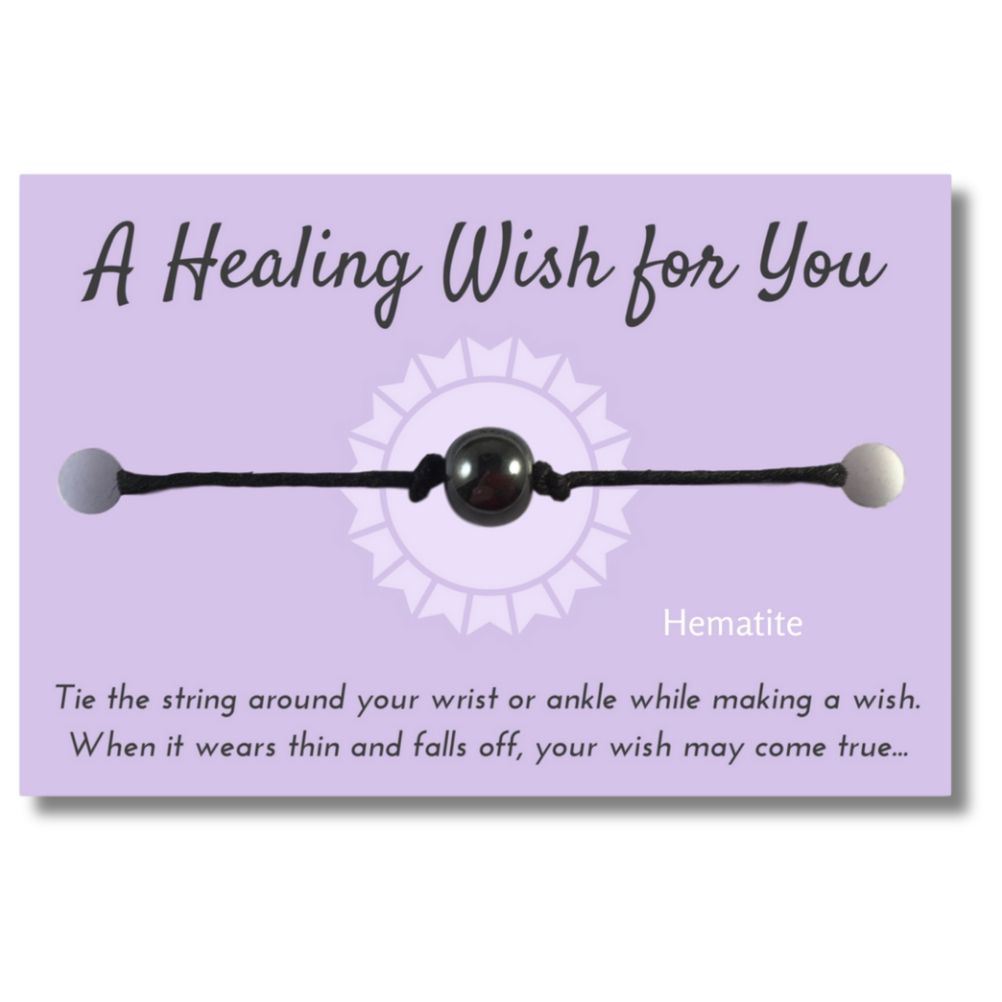 Hematite Bead Hemp Wish Bracelet - A Healing Wish