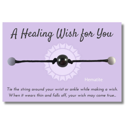 Hematite Bead Hemp Wish Bracelet - A Healing Wish