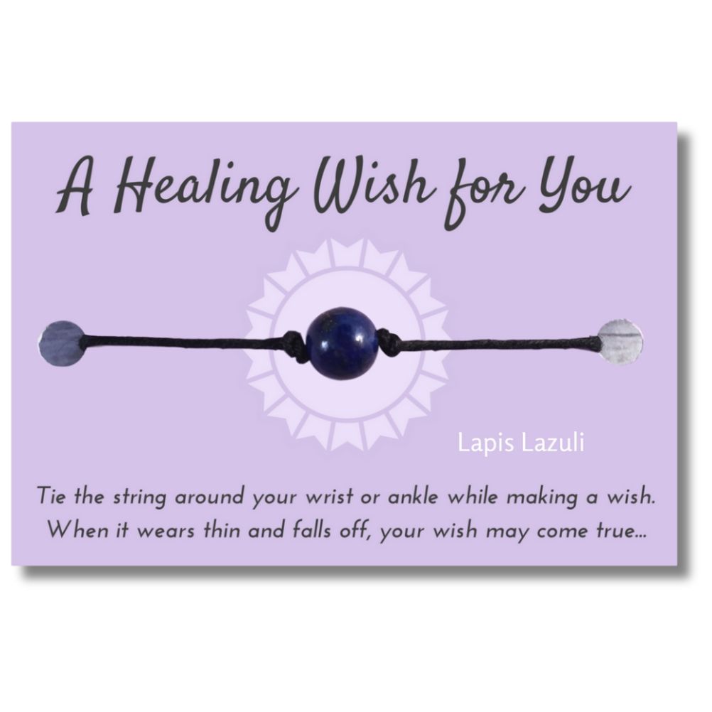 Lapis Lazuli Bead Hemp Wish Bracelet - A Healing Wish