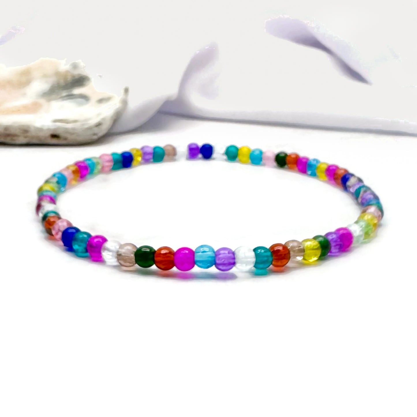 Multi-Colour Crackle Glass Bead Summer Anklet