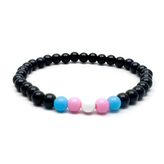 Transgender Pride Flag Colours Acrylic Bead Bracelet