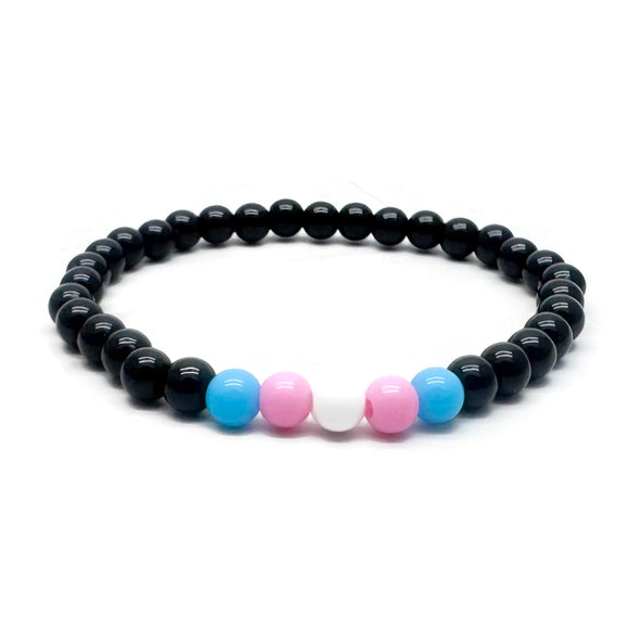 Transgender Pride Flag Colours Acrylic Bead Bracelet
