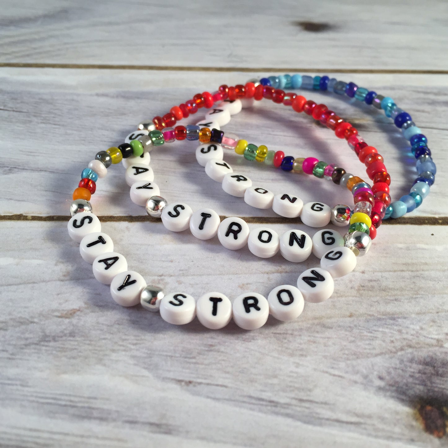 STAY STRONG Motivational Bracelet - Glass Seed Beads