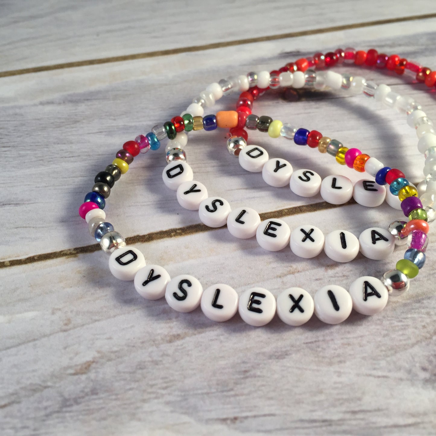 DYSLEXIA Medical Alert Bracelet - Glass Seed Beads