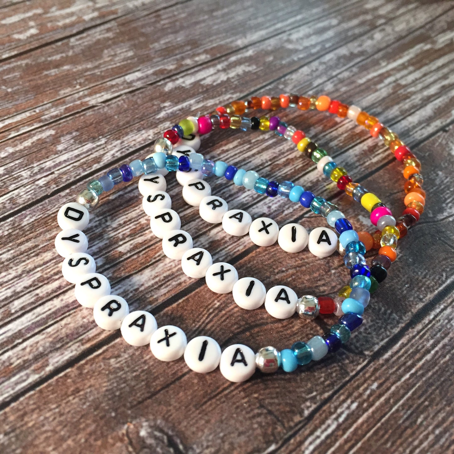DYSPRAXIA Medical Alert Bracelet - Glass Seed Beads
