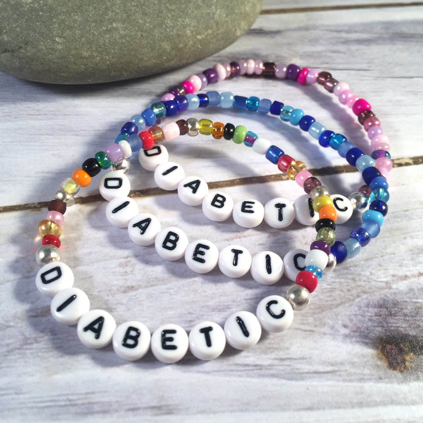 DIABETIC Medical Alert Bracelet - Glass Seed Beads