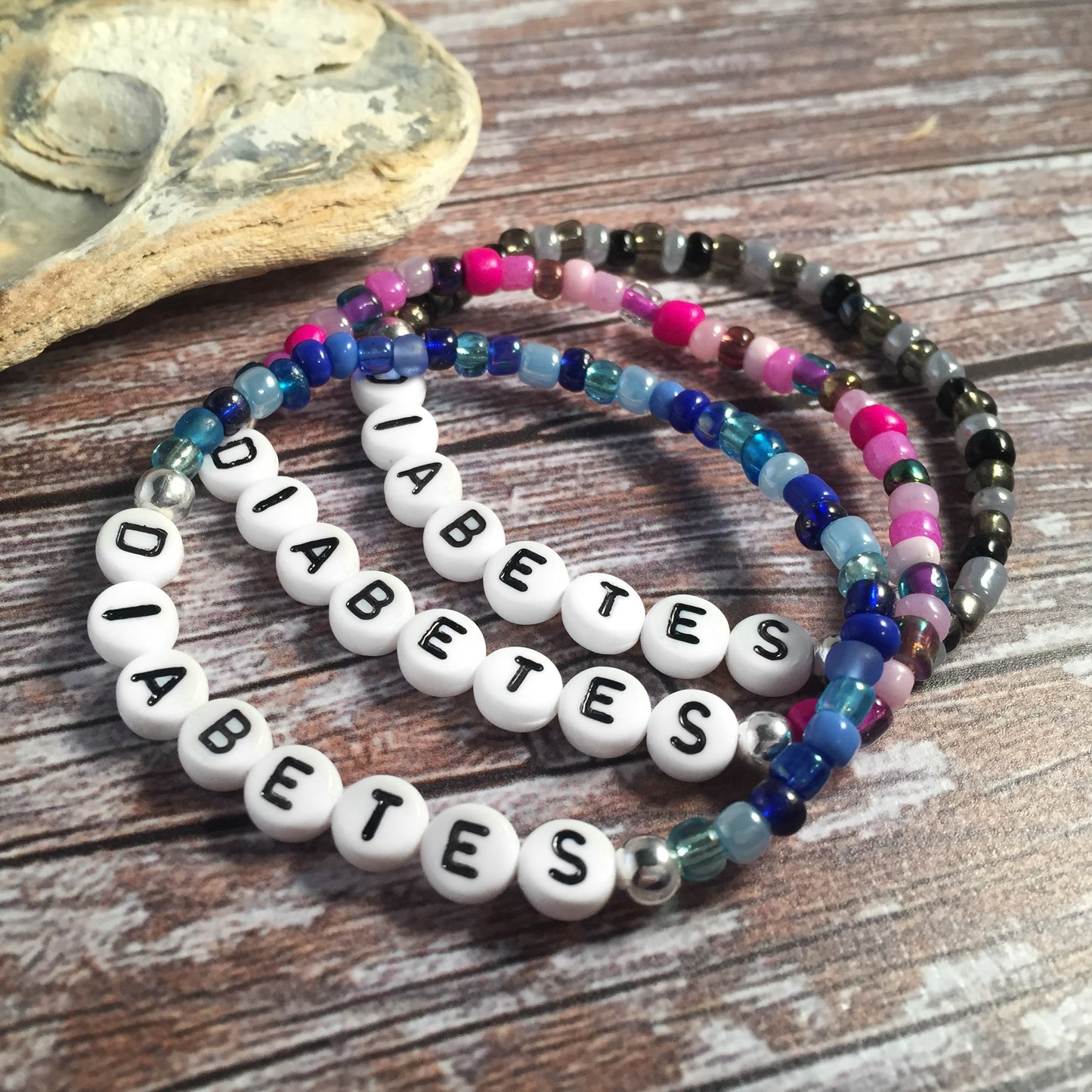 DIABETES Medical Alert Bracelet - Glass Seed Beads