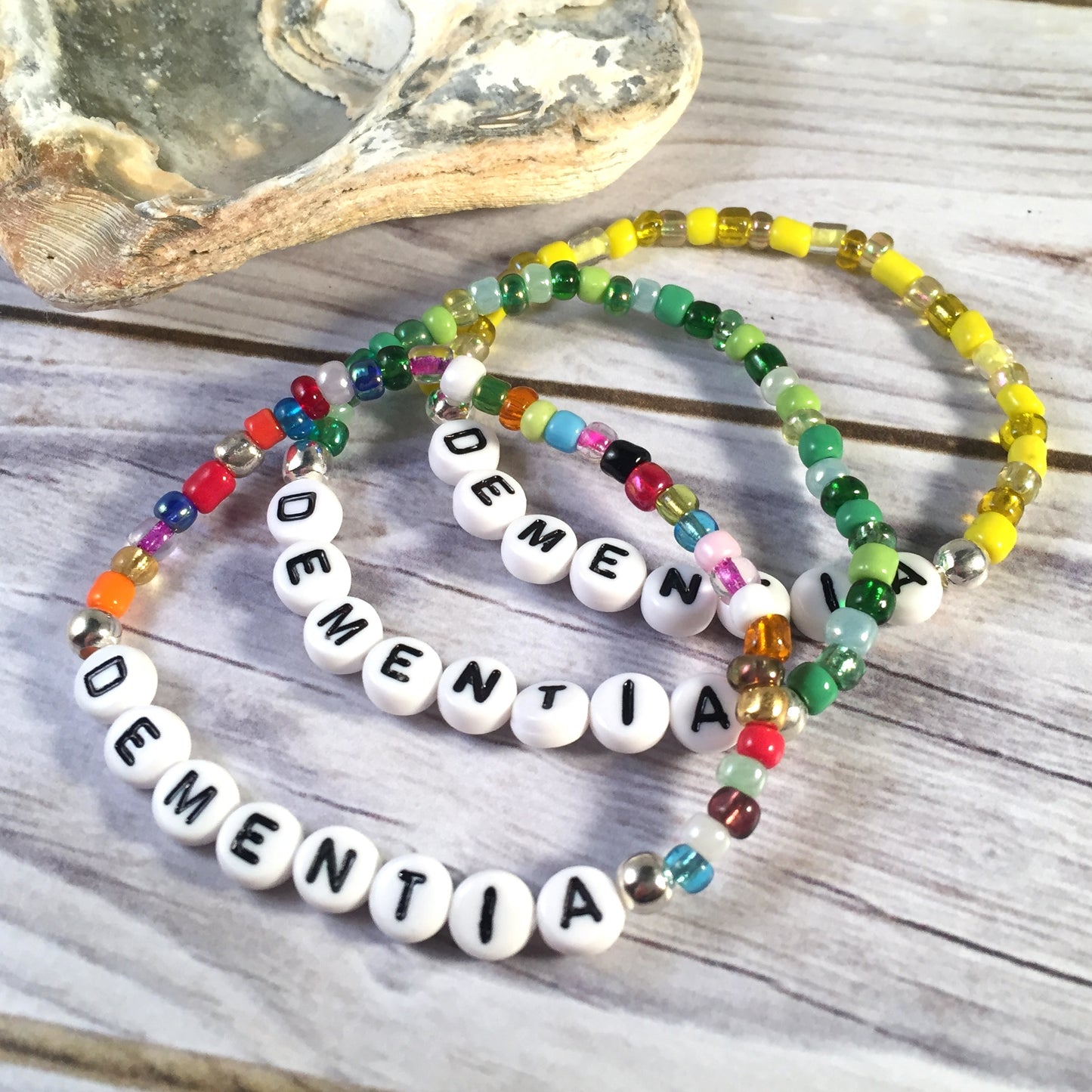 DEMENTIA Medical Alert Bracelet - Glass Seed Beads