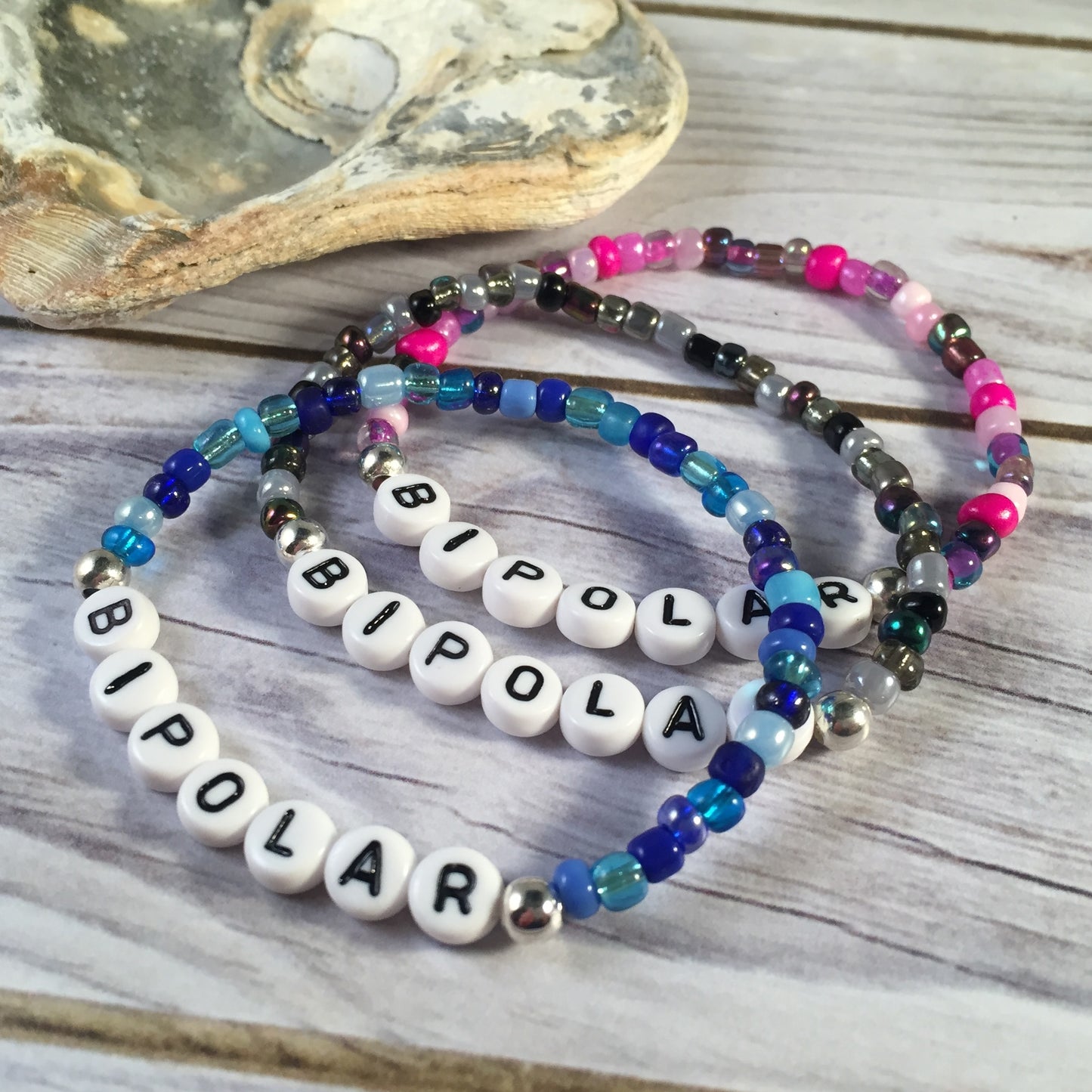 BIPOLAR Medical Alert Bracelet - Glass Seed Beads