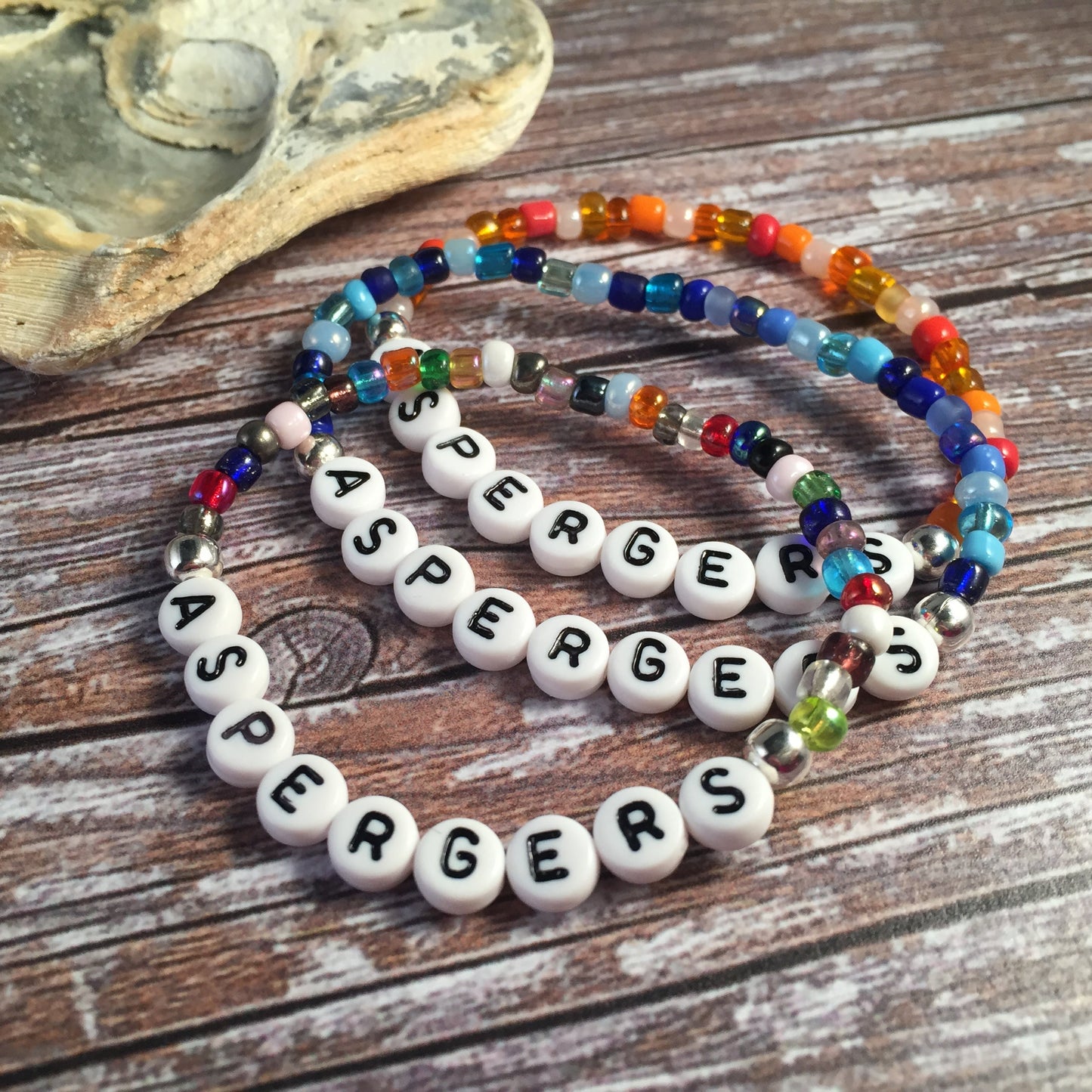 ASPERGERS Medical Alert Bracelet - Glass Seed Beads