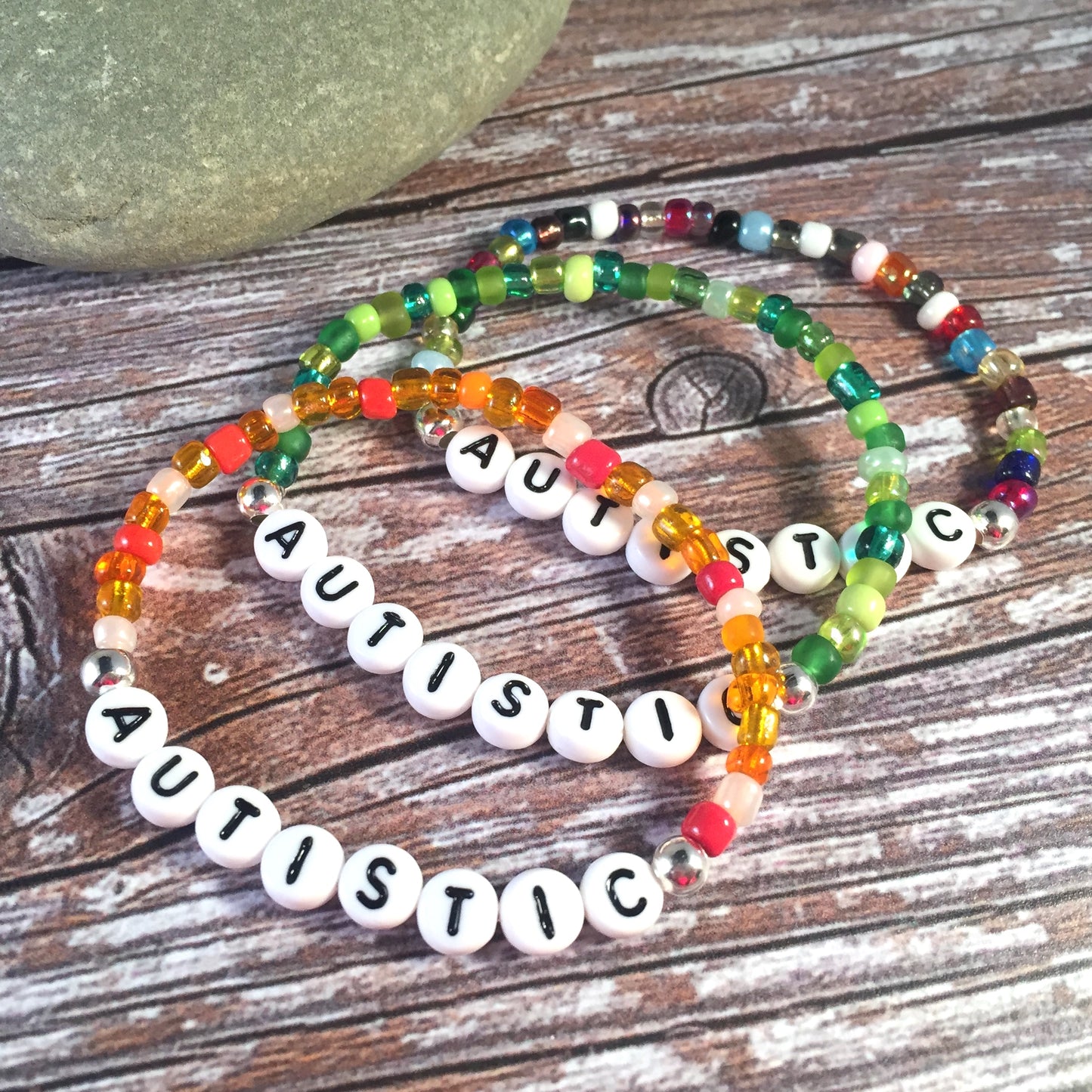 AUTISTIC Medical Alert Bracelet - Glass Seed Beads