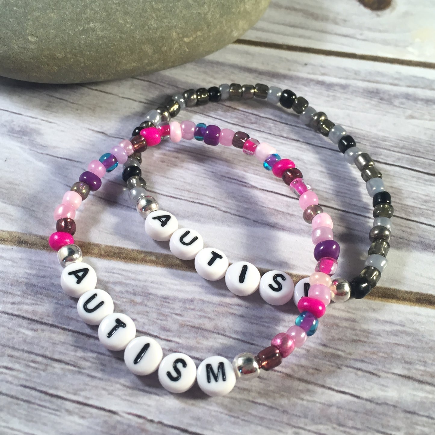 AUTISM Medical Alert Bracelet - Glass Seed Beads