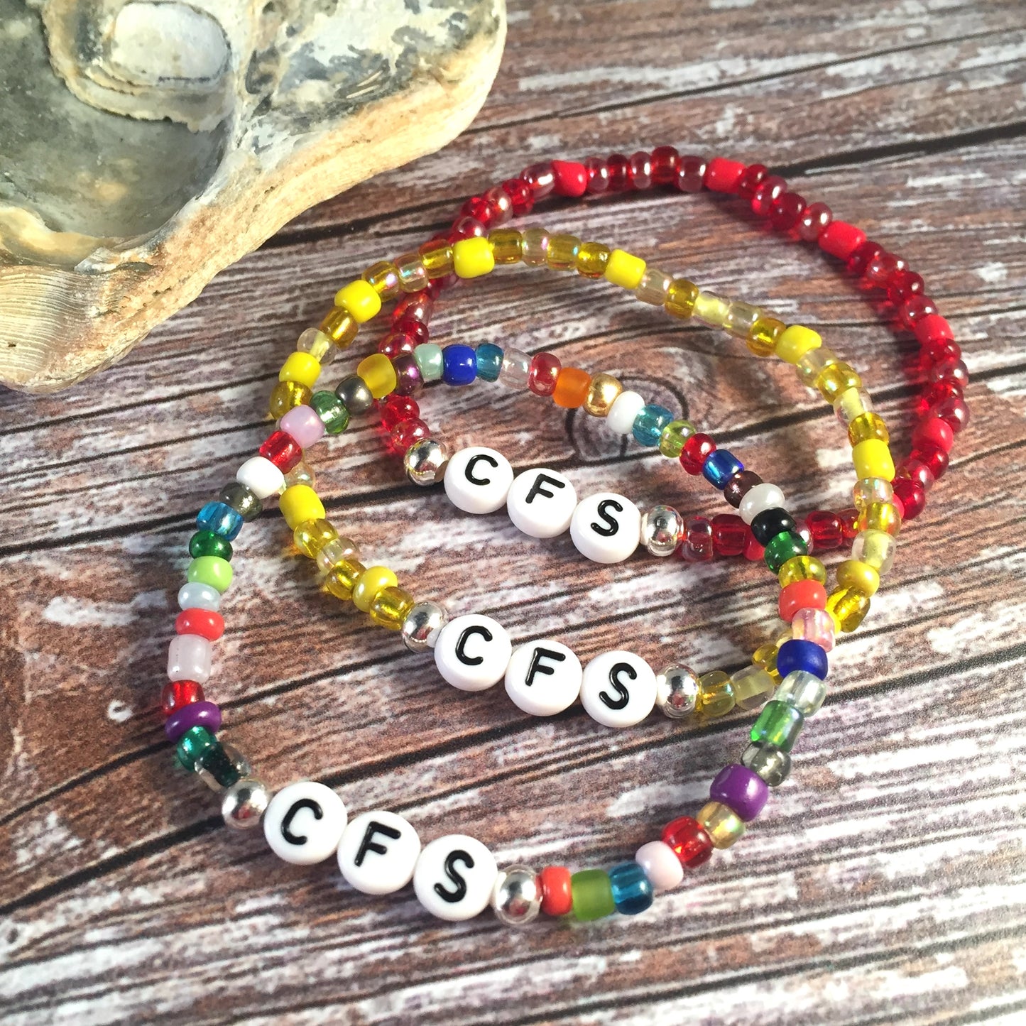 CFS Medical Alert Bracelet - Glass Seed Beads
