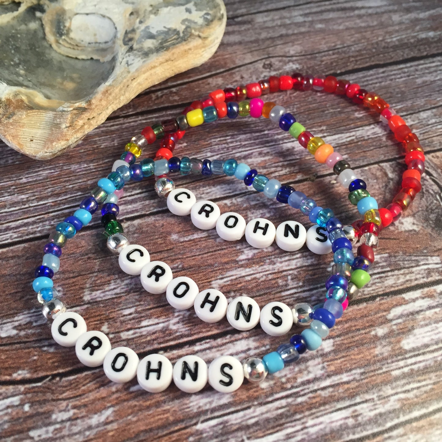 CROHNS Medical Alert Bracelet - Glass Seed Beads