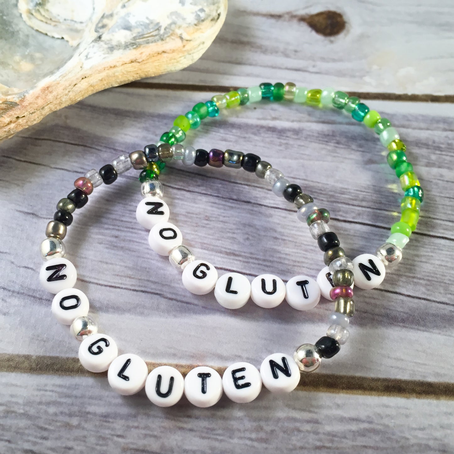 NO GLUTEN Medical Alert Bracelet - Glass Seed Beads