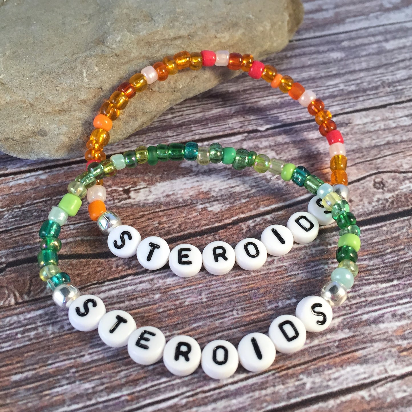 STEROIDS Medical Alert Bracelet - Glass Seed Beads