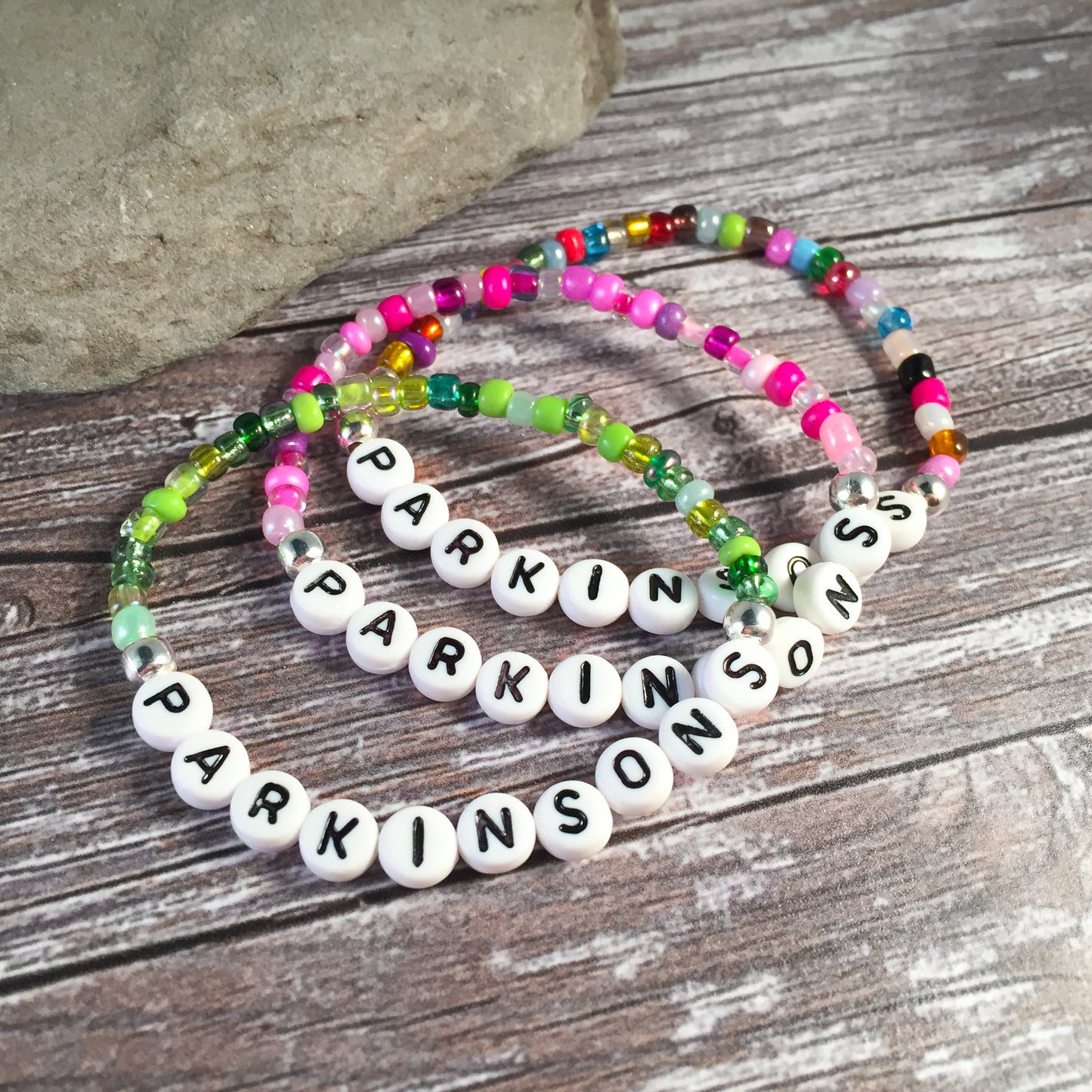 PARKINSONS Medical Alert Bracelet - Glass Seed Beads
