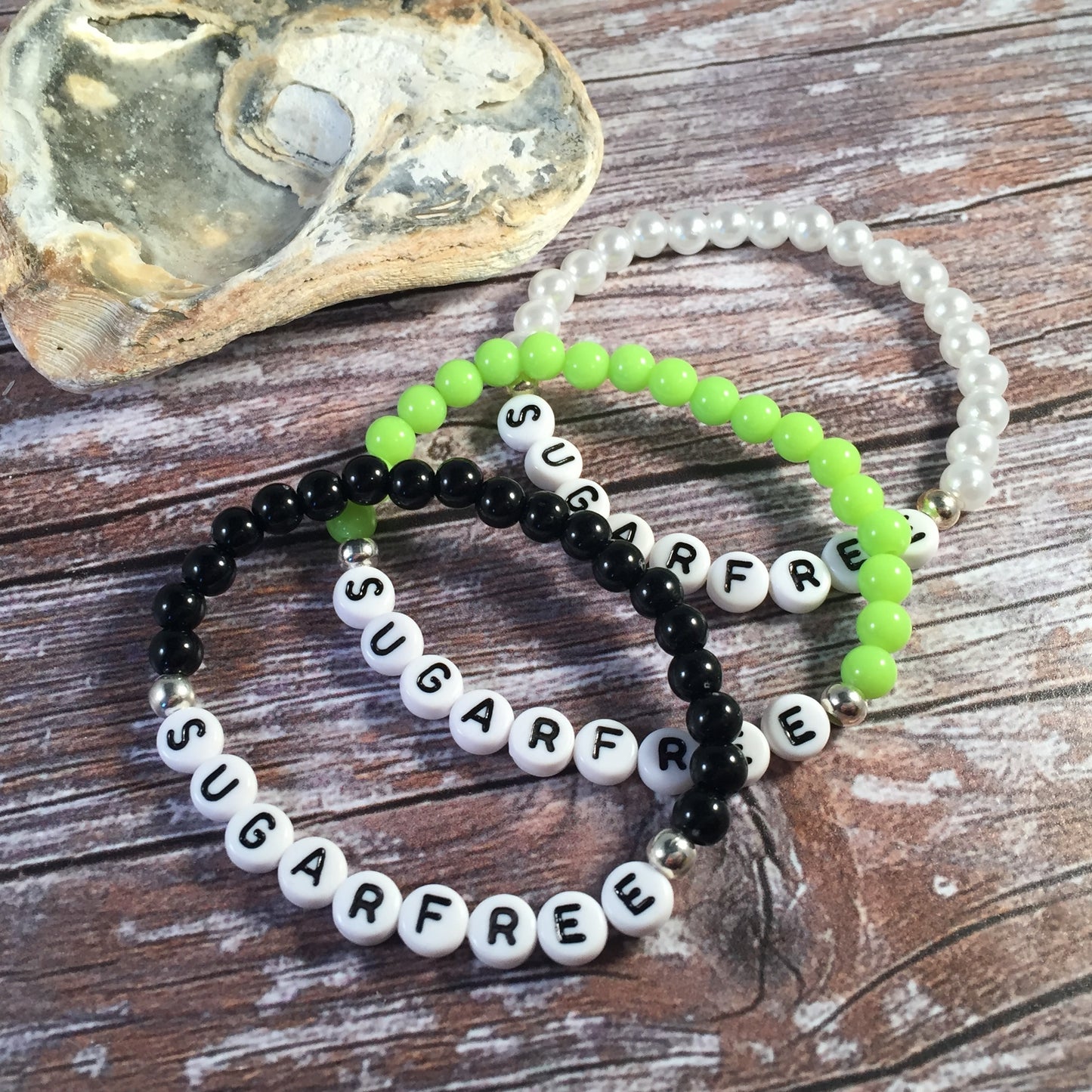 SUGAR FREE Awareness Bracelet - Acrylic Letter Beads