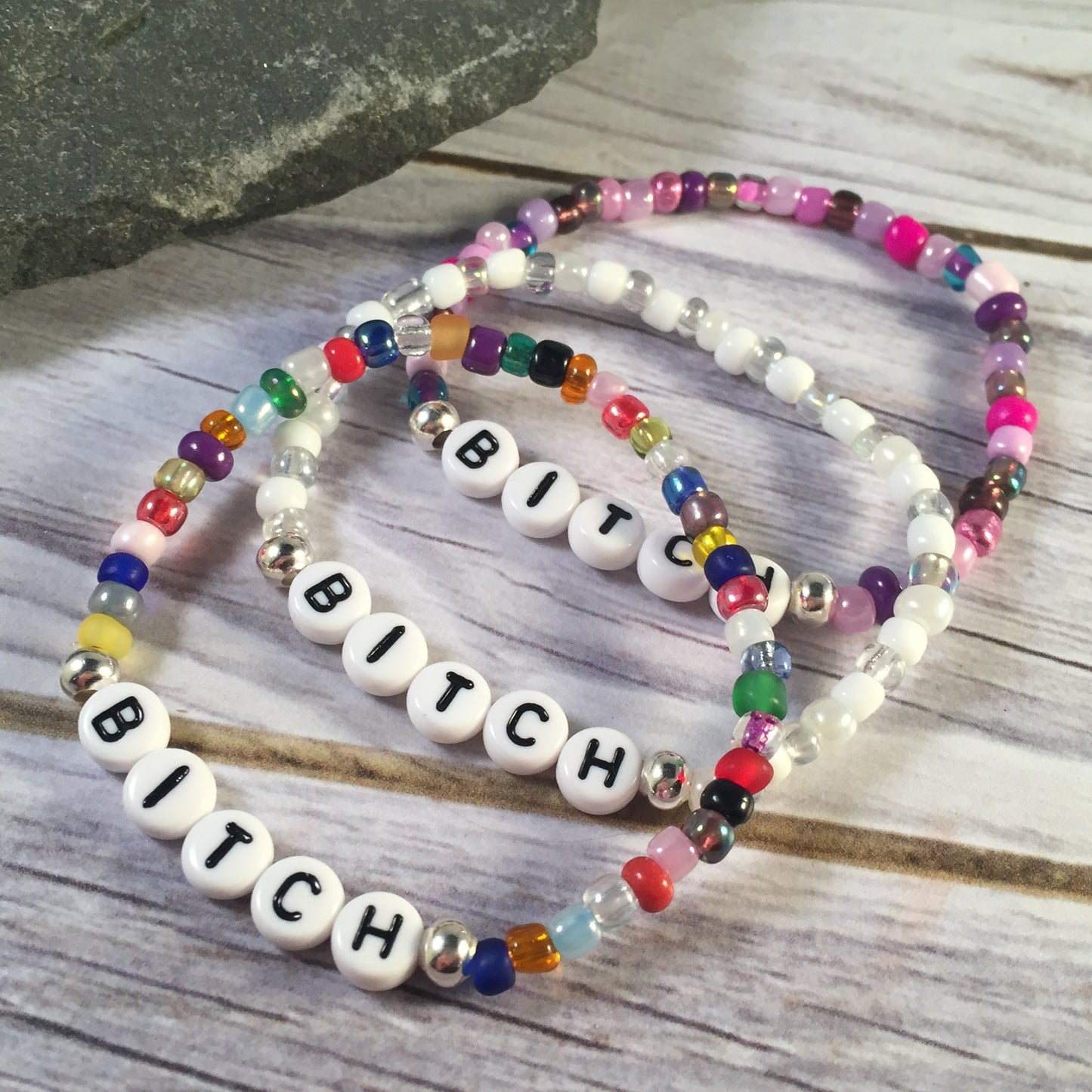 BITCH Message Bracelet - Glass Seed Beads