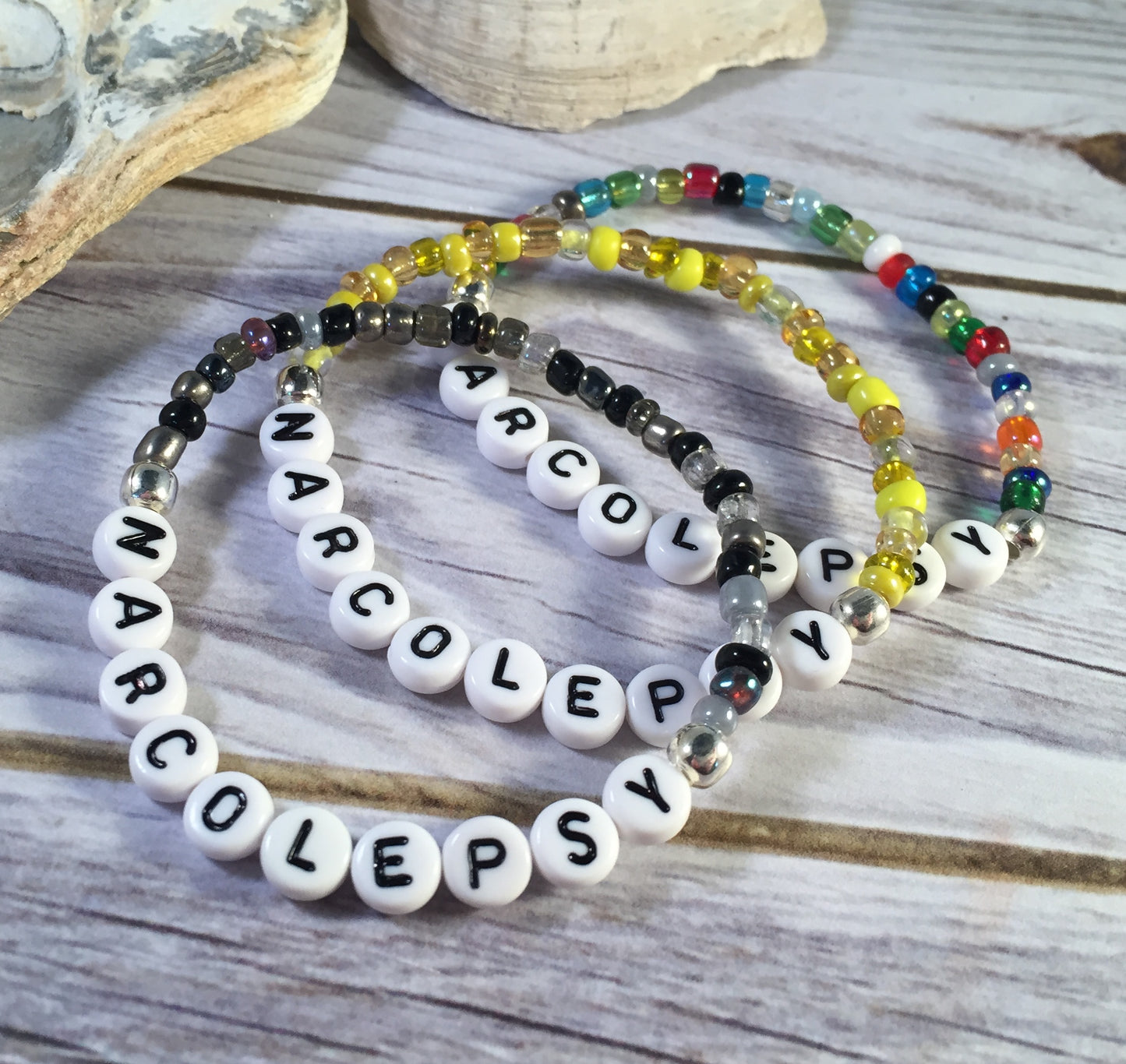 NARCOLEPSY Medical Alert Bracelet - Glass Seed Beads