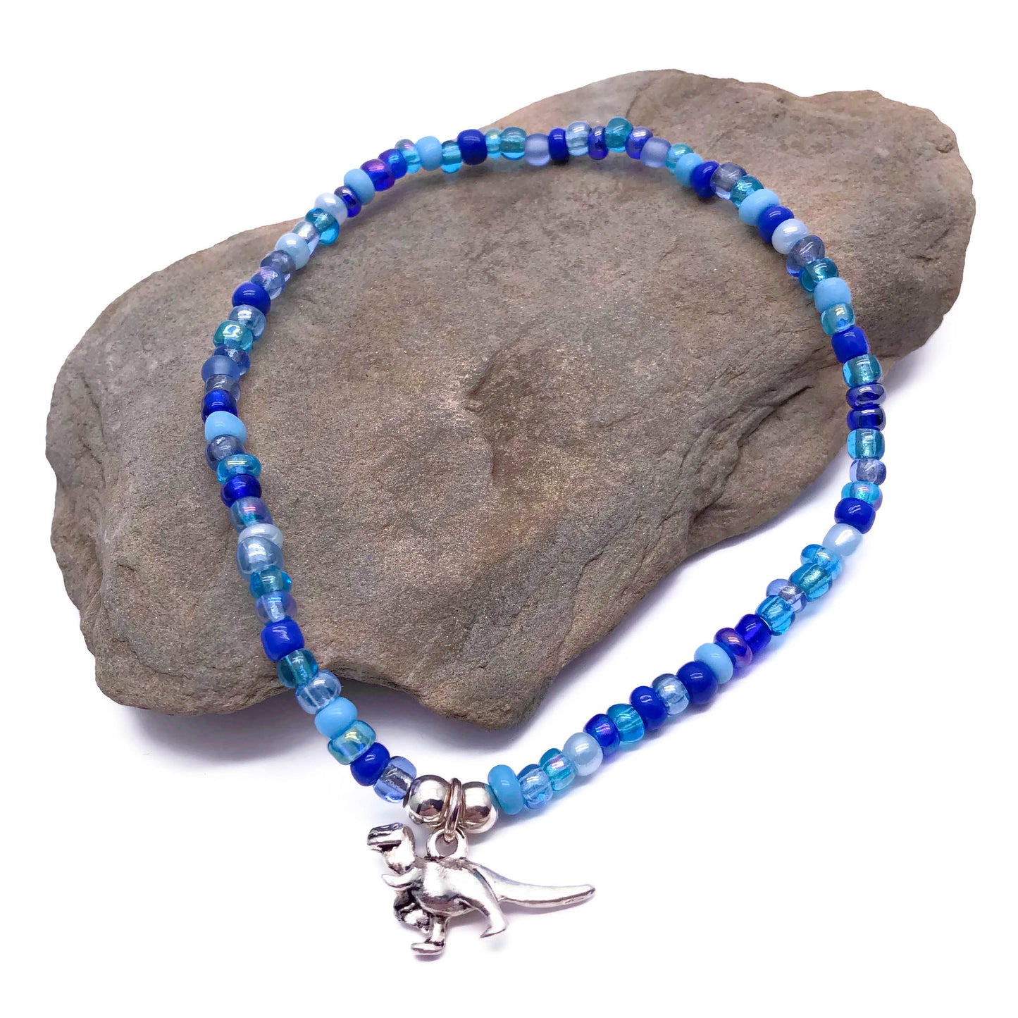 Dinosaur Charm Seed Bead Anklet - Colour Choice