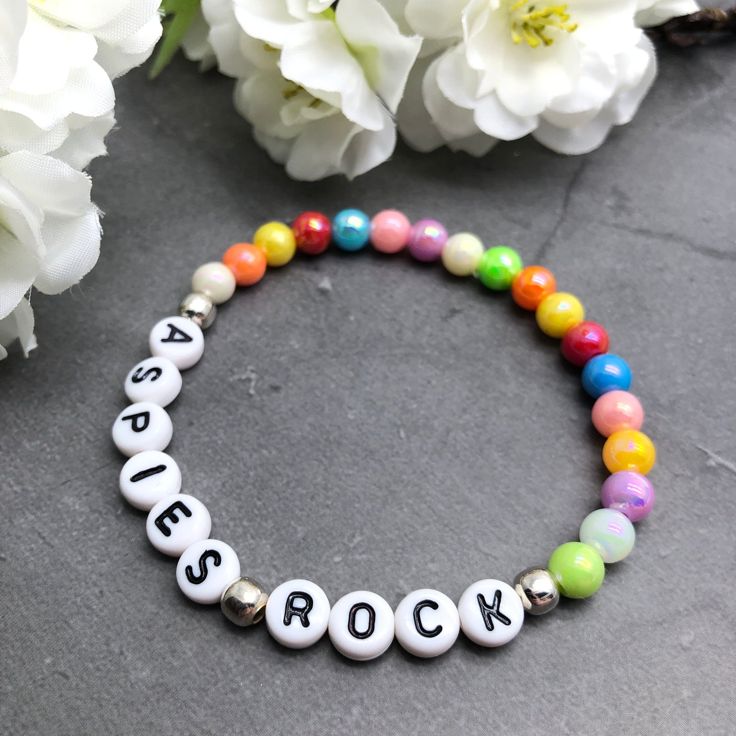 ASPIES ROCK Awareness Bracelet - Acrylic Letter Beads