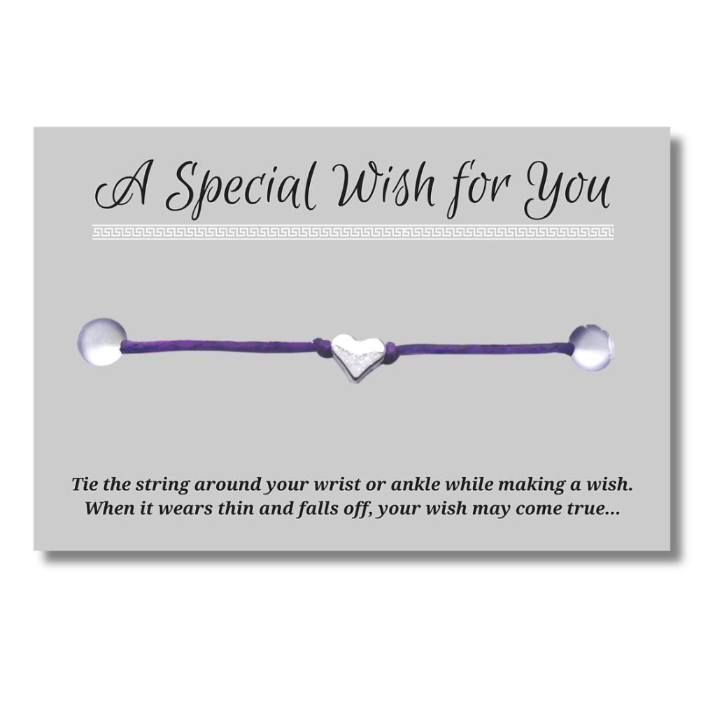 Small Heart Charm Hemp Wish Bracelet - Colour Choice