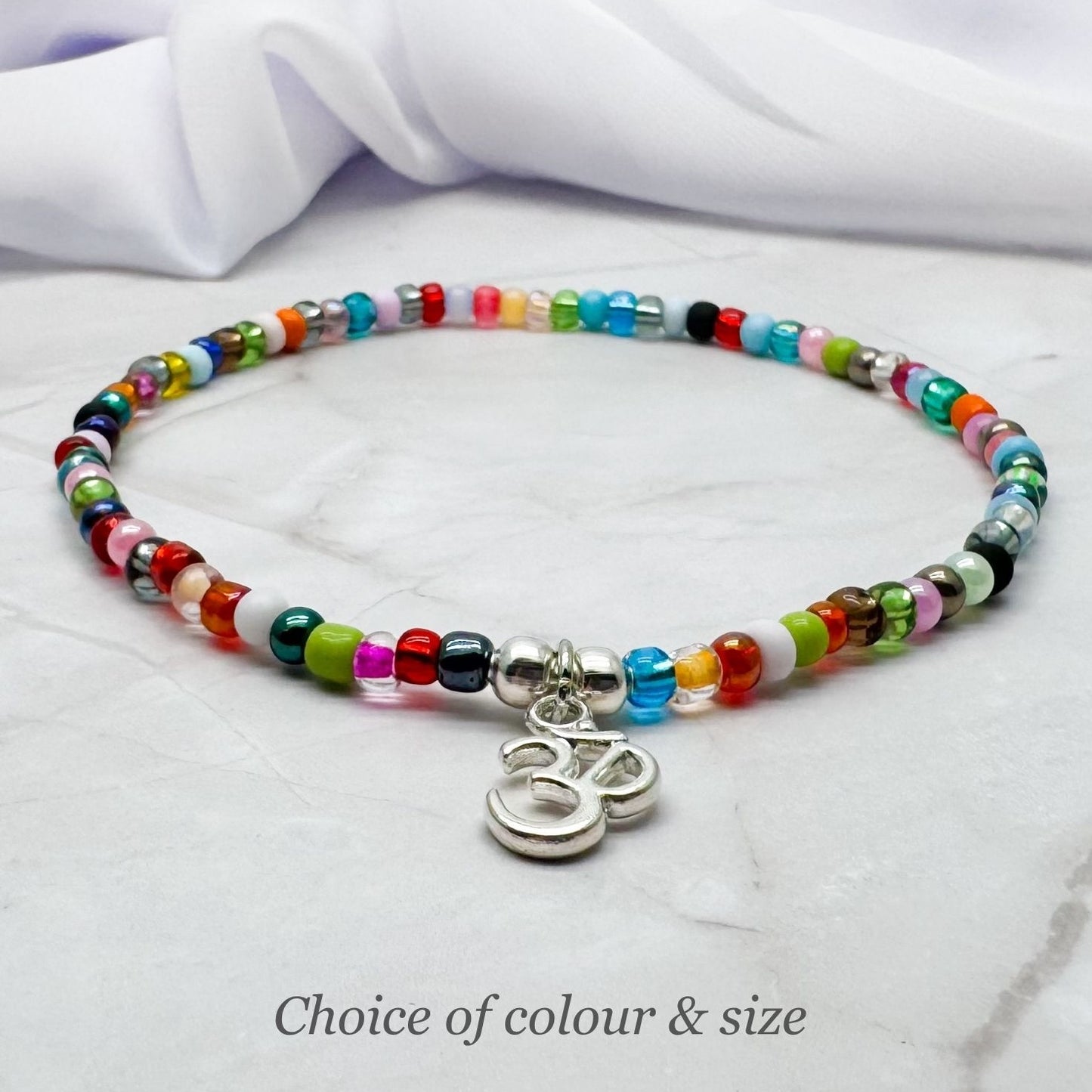 Ohm Charm Seed Bead Anklet - Colour Choice