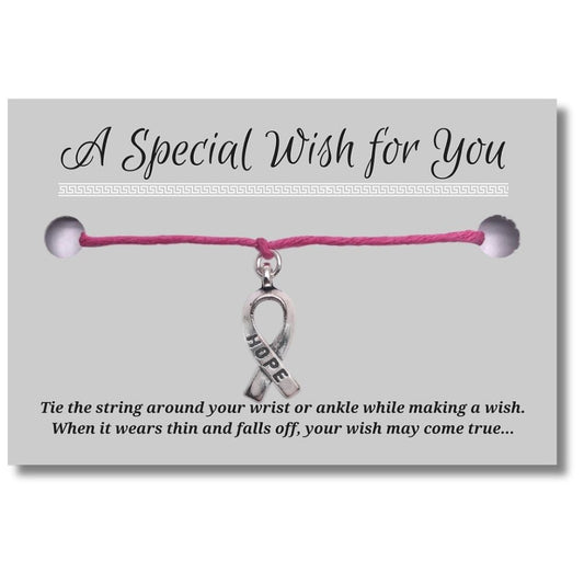 Hope Ribbon Charm Hemp Wish Bracelet - Colour Choice