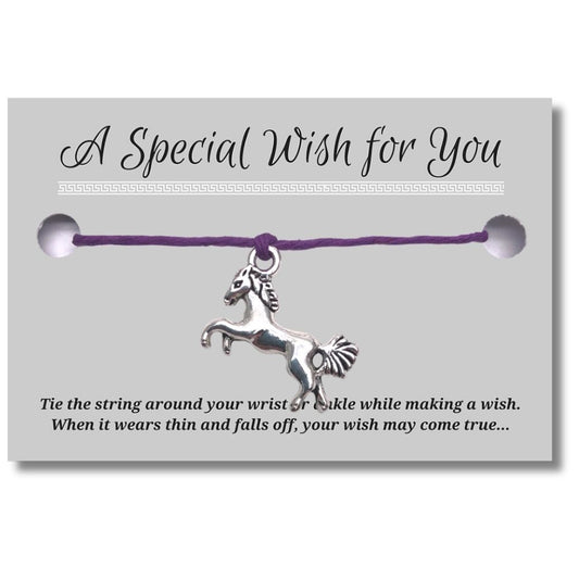 Horse Charm Hemp Wish Bracelet - Colour Choice