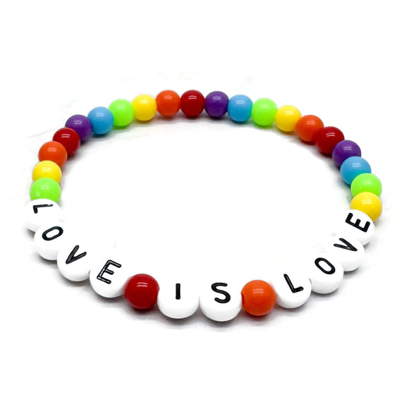 LOVE IS LOVE Acrylic Rainbow Bead LGBT Bracelet