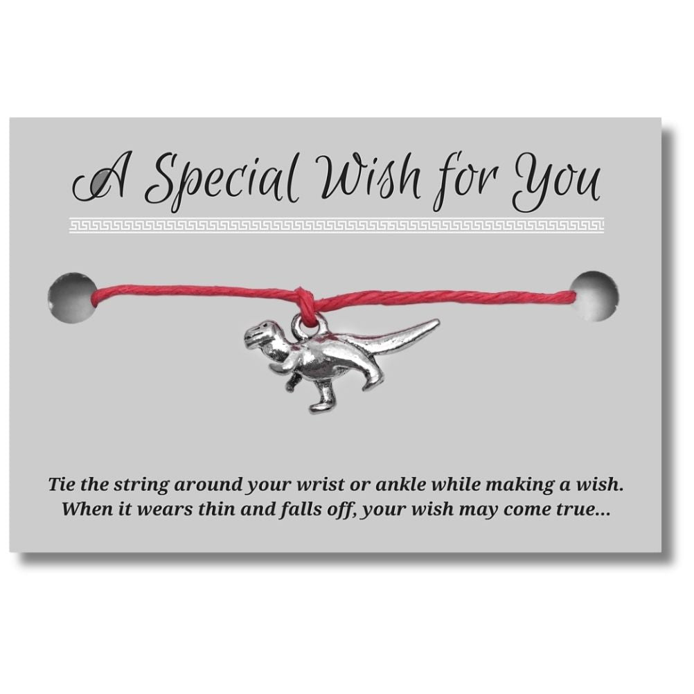 Dinosaur Charm Hemp Wish Bracelet - Colour Choice