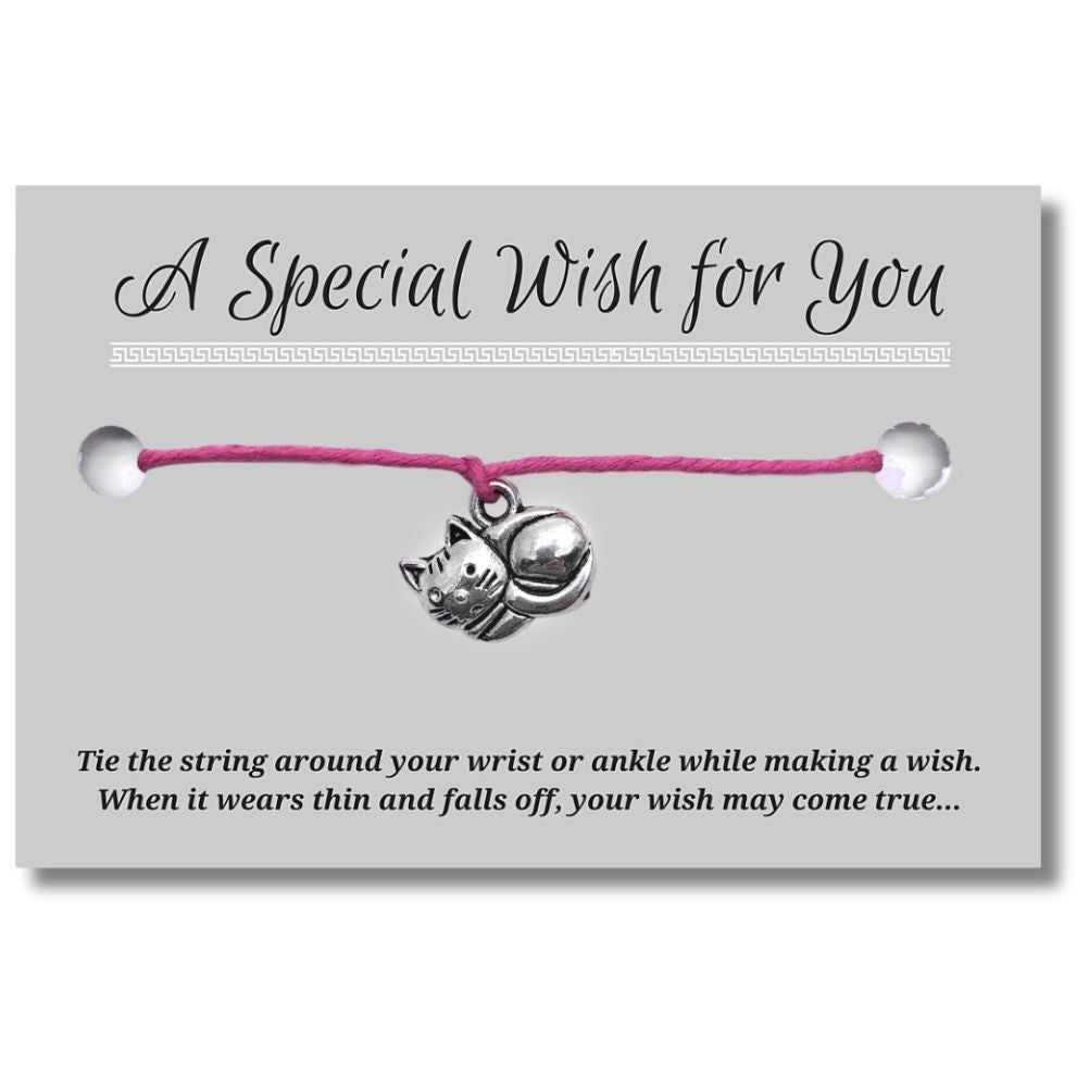 Kitty Cat Charm Hemp Wish Bracelet - Colour Choice