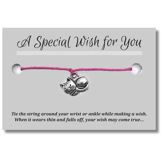 Kitty Cat Charm Hemp Wish Bracelet - Colour Choice