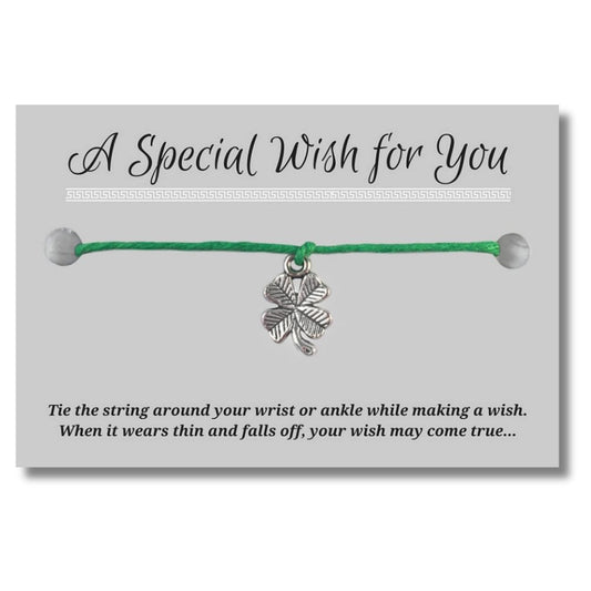 Lucky Clover Charm Hemp Wish Bracelet - Colour Choice