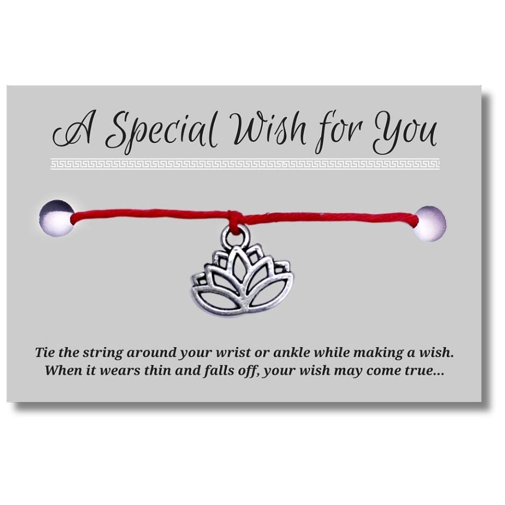 Lotus Charm Hemp Wish Bracelet - Colour Choice