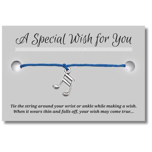 Music Note Charm Hemp Wish Bracelet - Colour Choice