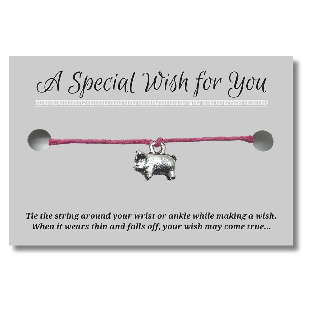 Piglet Charm Hemp Wish Bracelet - Colour Choice