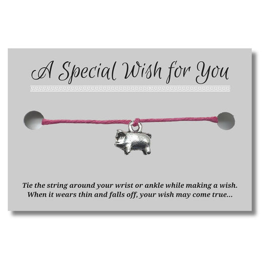 Piglet Charm Hemp Wish Bracelet - Colour Choice