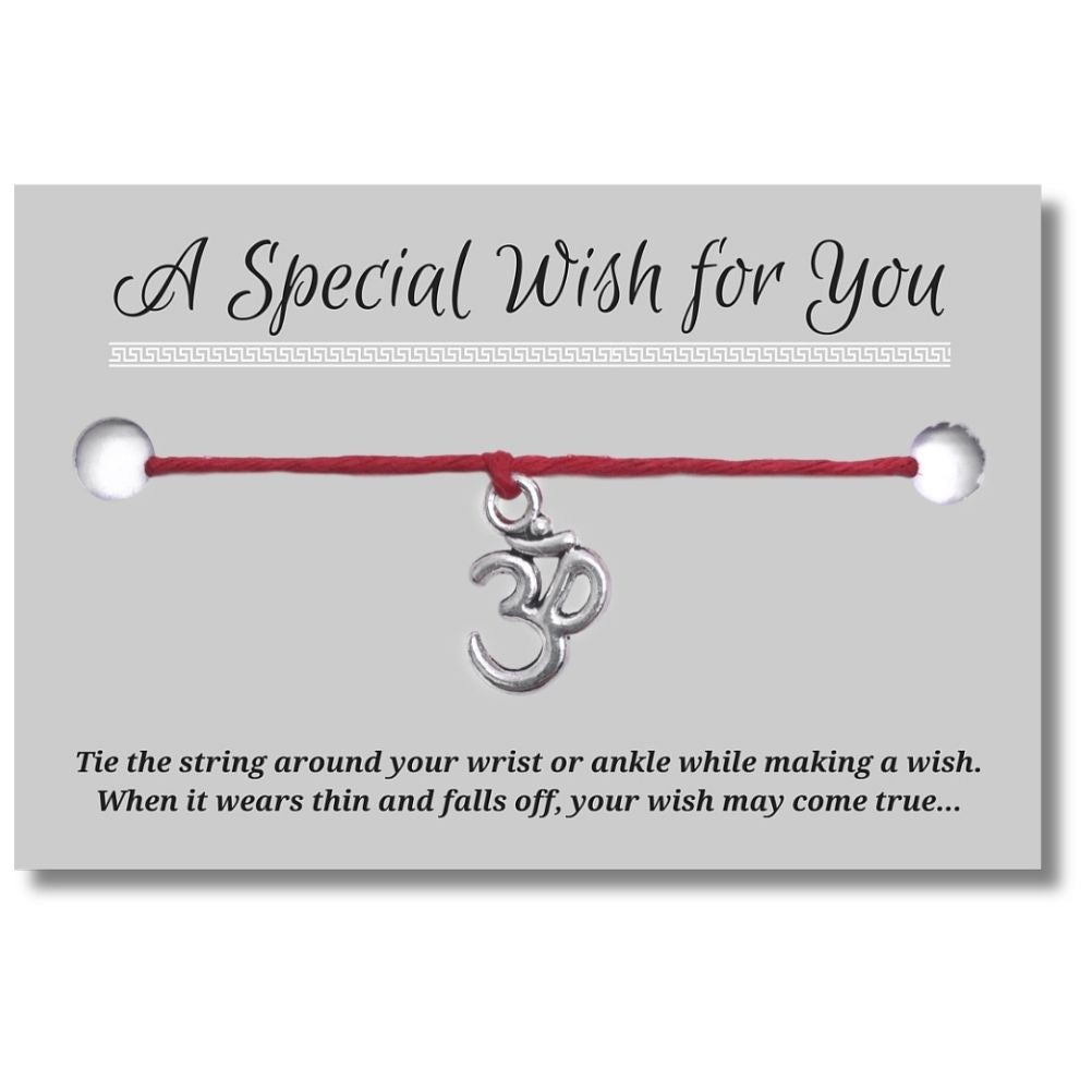 Ohm Yoga Charm Hemp Wish Bracelet - Colour Choice