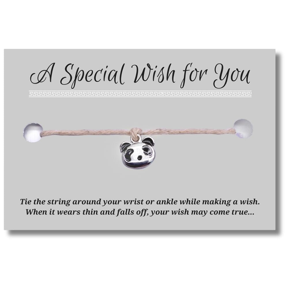 Panda Charm Hemp Wish Bracelet - Colour Choice