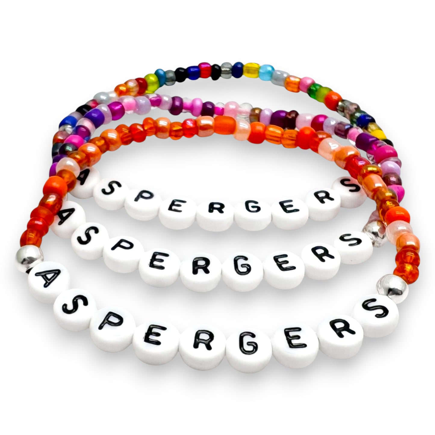 ASPERGERS Medical Alert Bracelet - Glass Seed Beads