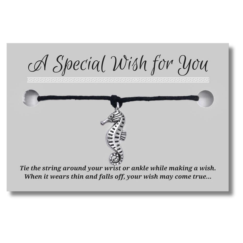 Seahorse Charm Hemp Wish Bracelet - Colour Choice