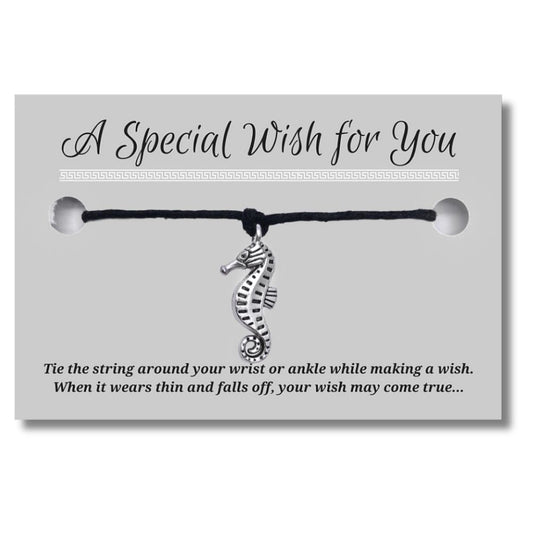 Seahorse Charm Hemp Wish Bracelet - Colour Choice