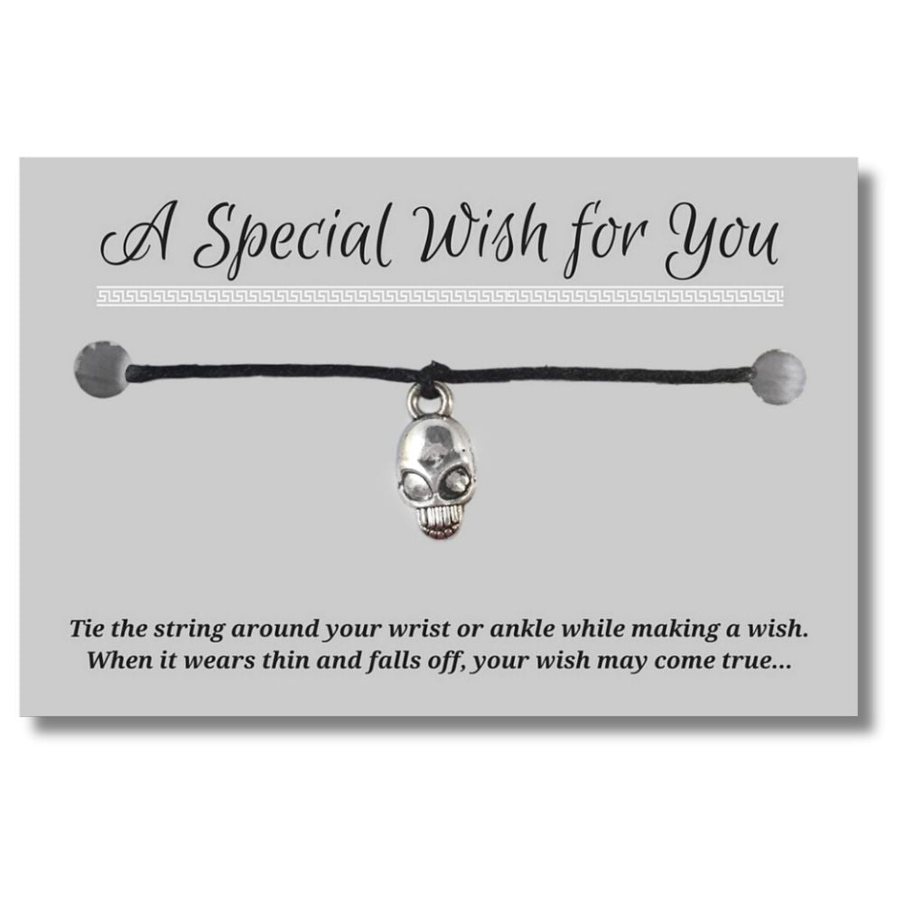 Skull Charm Hemp Wish Bracelet - Colour Choice