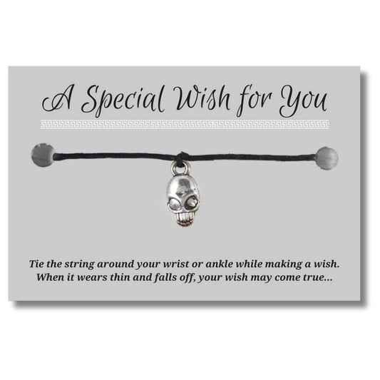 Skull Charm Hemp Wish Bracelet - Colour Choice