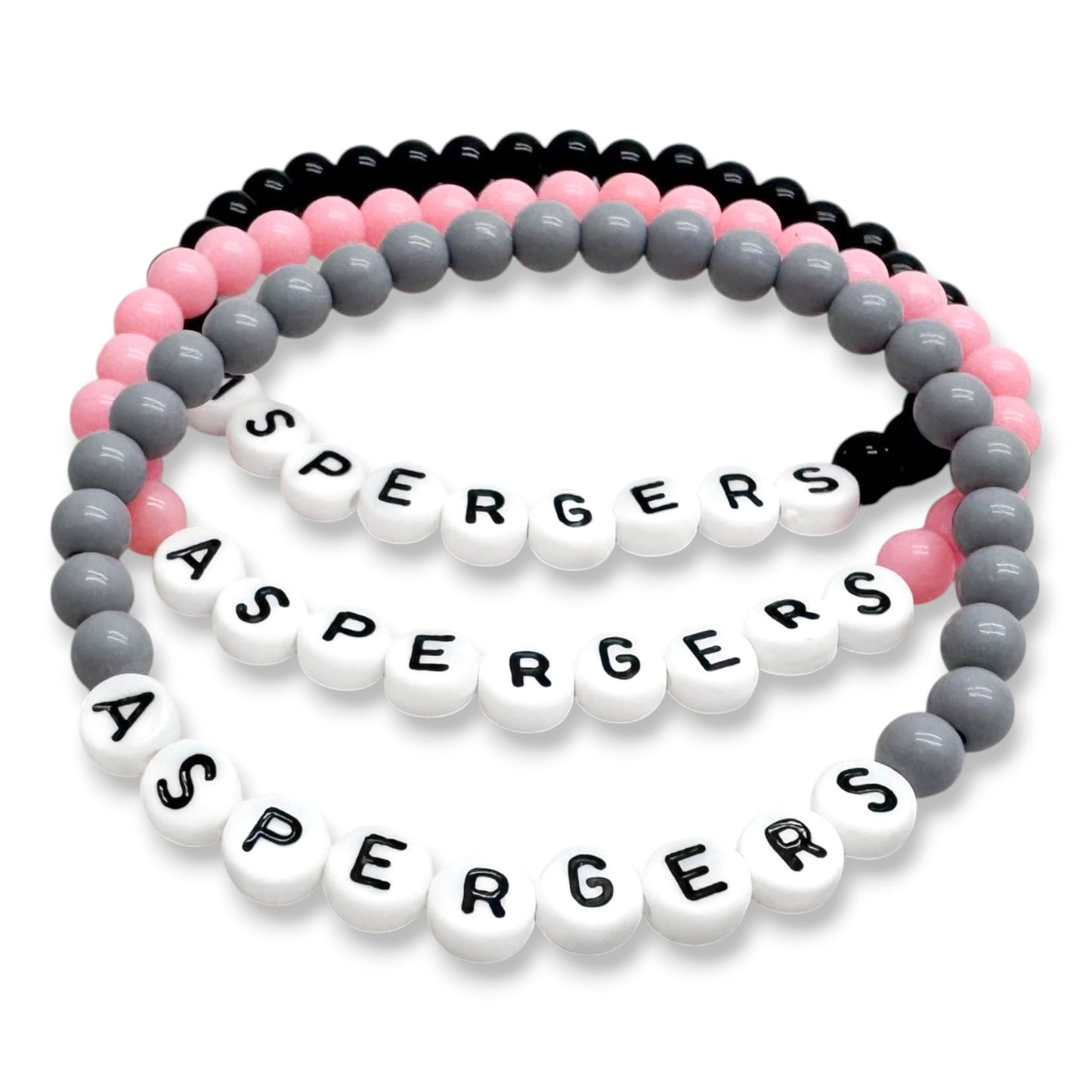 ASPERGERS Medical Alert Bracelet - Acrylic Letter Beads