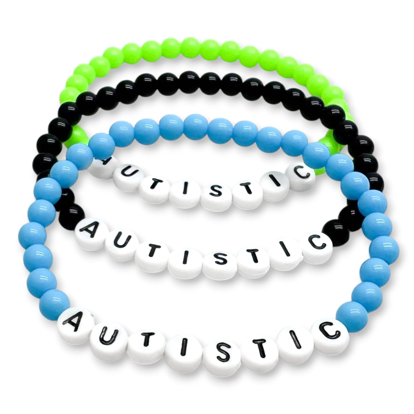 AUTISTIC Medical Alert Bracelet - Acrylic Letter Beads
